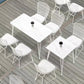Mesa de comedor al aire libre con trípode Mesa de cena moderna con base metálica y tapa de piedra