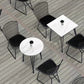 Mesa de comedor al aire libre con trípode Mesa de cena moderna con base metálica y tapa de piedra
