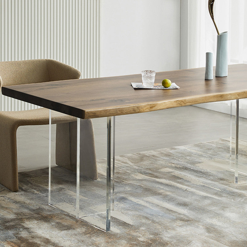 Tavolo da pranzo top in noce naturale moderna trasparenza tavolo da base acrilico