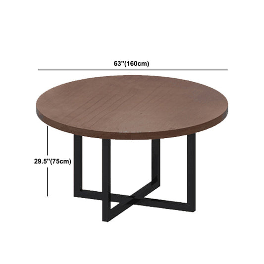 Modern Coffee Shop Dining Table Round Solid Wood Table in Brown
