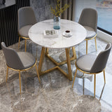 Tavolo da pranzo in acciaio contemporaneo in stile top in pietra rotondo tavolo da pranzo in acciaio