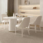 Modern Oval Dining Site Table Stone and Metal White Base Dinner Room Kitchen Table
