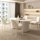 Modern Oval Dining Site Table Stone and Metal White Base Dinner Room Kitchen Table