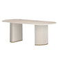 Modern Oval Dining Site Table Stone and Metal White Base Dinner Room Kitchen Table