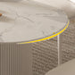 Modern Oval Dining Site Table Stone and Metal White Base Dinner Room Kitchen Table