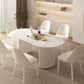 Modern Oval Dining Site Table Stone and Metal White Base Dinner Room Kitchen Table