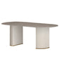 Modern Oval Dining Site Table Stone and Metal White Base Dinner Room Kitchen Table