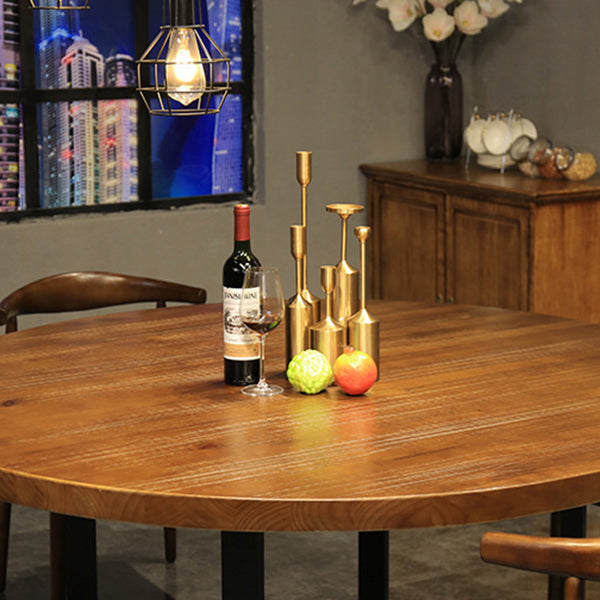 Tavolo da pranzo rotondo moderno tavolo da base in legno naturale in legno nero senza sedia