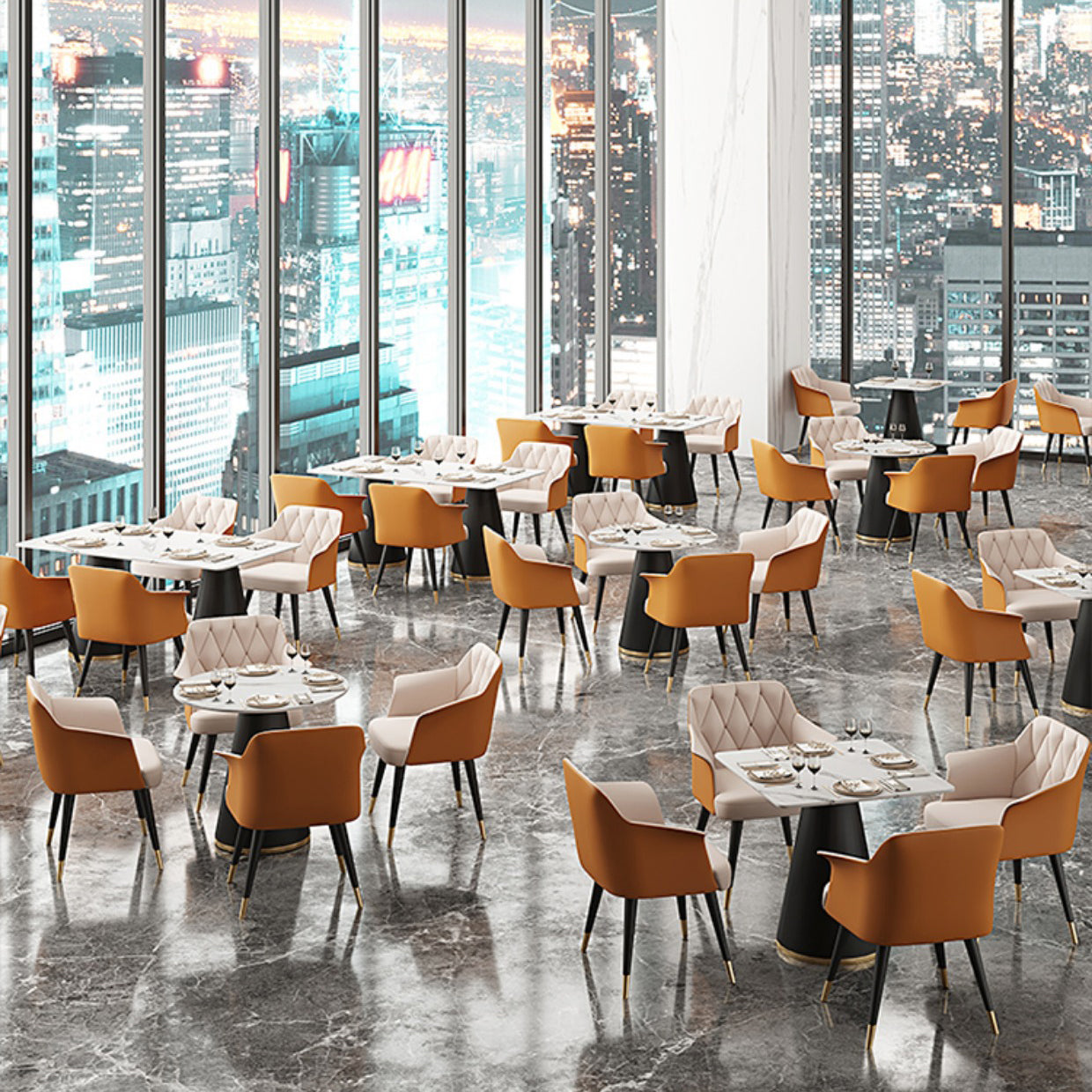 Tavolo da pranzo in stile moderno tavolo in pietra sinterizzata con base di metallo per sala da pranzo