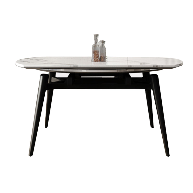White Stone Dining Site Table Modern Round 4 Legs Dining Table Wood Without Chairs Clearhalo 'Dining Tables & Seating' 'Dining Tables' 'dining_table' 'furn' 'furn_dining_table' 'Furniture' 'Kitchen & Dining Furniture' 5752303