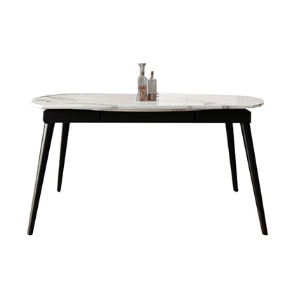 White Stone Dining Site Table Modern Round 4 Legs Dining Table Steel Without Chairs Clearhalo 'Dining Tables & Seating' 'Dining Tables' 'dining_table' 'furn' 'furn_dining_table' 'Furniture' 'Kitchen & Dining Furniture' 5752309
