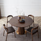 Contemporary Round Dining Room Table Brown Pine Wood Pedestal Table