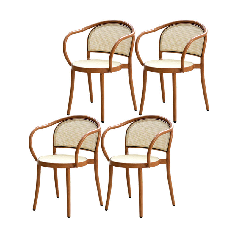 Modern Style Chairs Dining Stackable Arm Chair with Wooden Legs for Kitchen