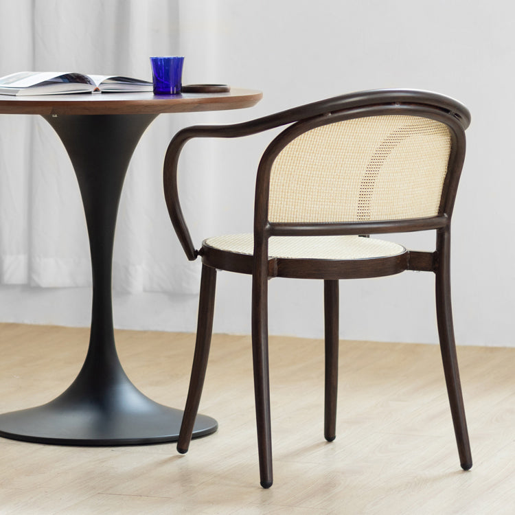 Modern Style Chairs Dining Stackable Arm Chair with Wooden Legs for Kitchen