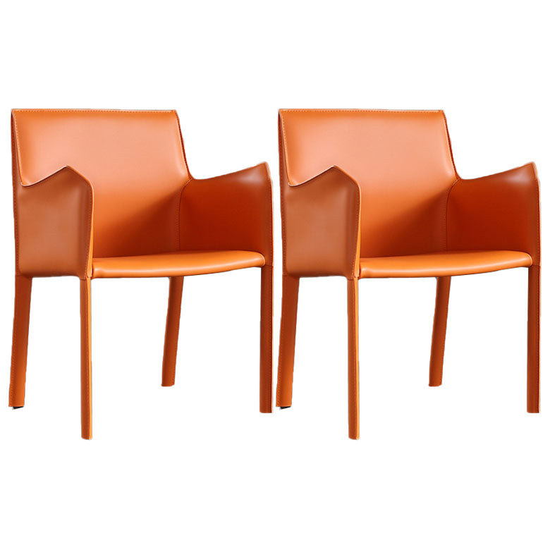 Solid Back Dining Chair Designer Style Leather Meeting Room Arm Chair