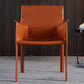 Solid Back Dining Chair Designer Style Leather Meeting Room Arm Chair