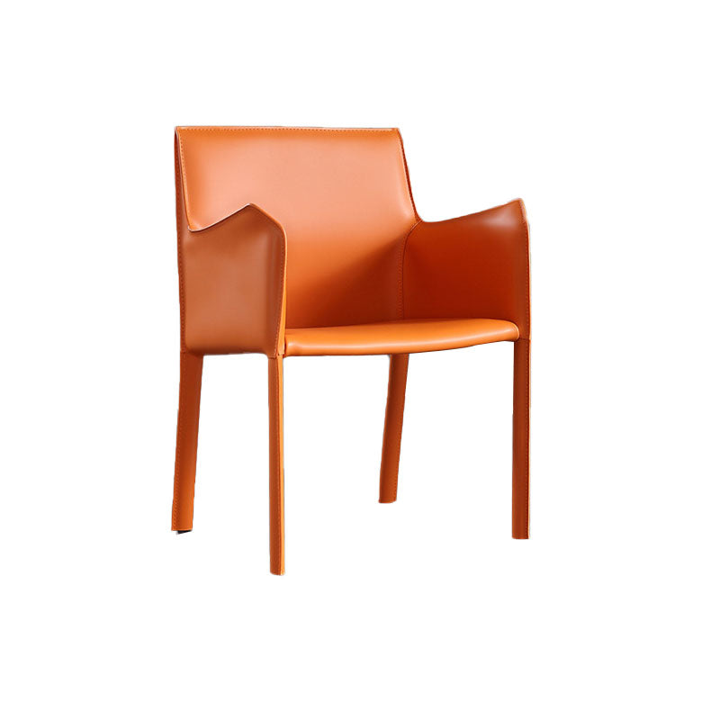 Solid Back Dining Chair Designer Style Leather Meeting Room Arm Chair
