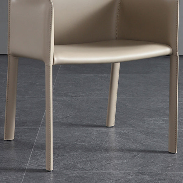 Solid Back Dining Chair Designer Style Leather Meeting Room Arm Chair