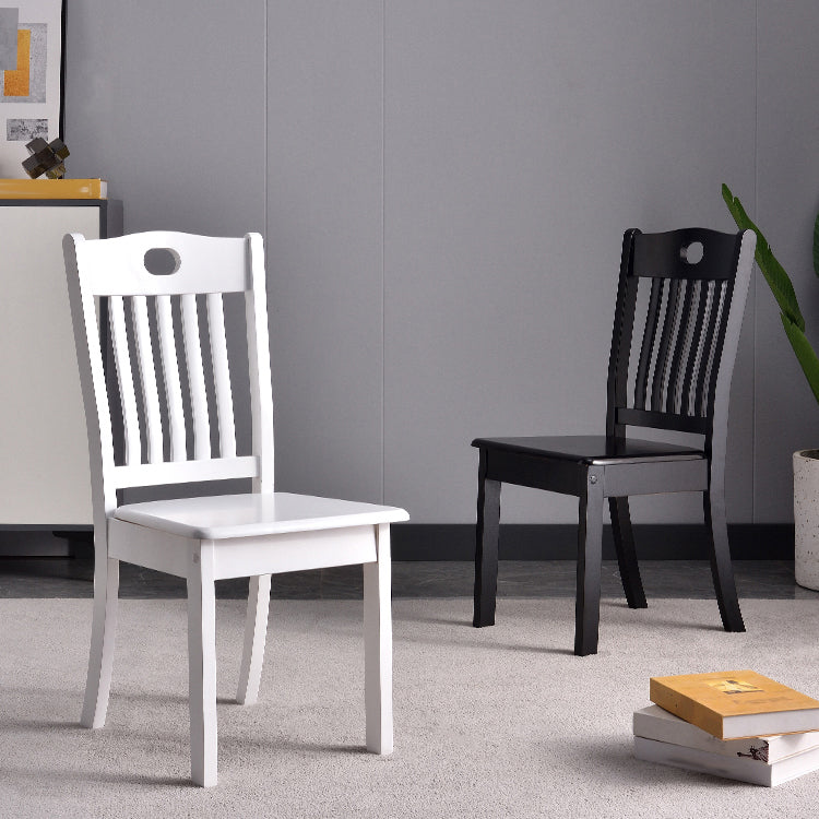 Modern Rubberwood Slat Back Chair Matte Finish Wood Dining Chair Clearhalo 'Dining Chairs' 'Dining Tables & Seating' 'dining_chair' 'furn' 'furn_dining_chair' 'Furniture' 'Kitchen & Dining Furniture' 5752417