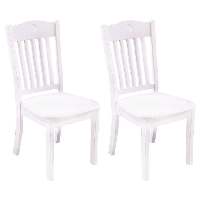 Modern Rubberwood Slat Back Chair Matte Finish Wood Dining Chair White 2 Piece Set Clearhalo 'Dining Chairs' 'Dining Tables & Seating' 'dining_chair' 'furn' 'furn_dining_chair' 'Furniture' 'Kitchen & Dining Furniture' 5752418
