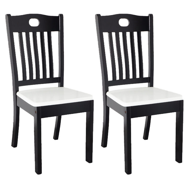 Modern Rubberwood Slat Back Chair Matte Finish Wood Dining Chair Black White 2 Piece Set Clearhalo 'Dining Chairs' 'Dining Tables & Seating' 'dining_chair' 'furn' 'furn_dining_chair' 'Furniture' 'Kitchen & Dining Furniture' 5752419