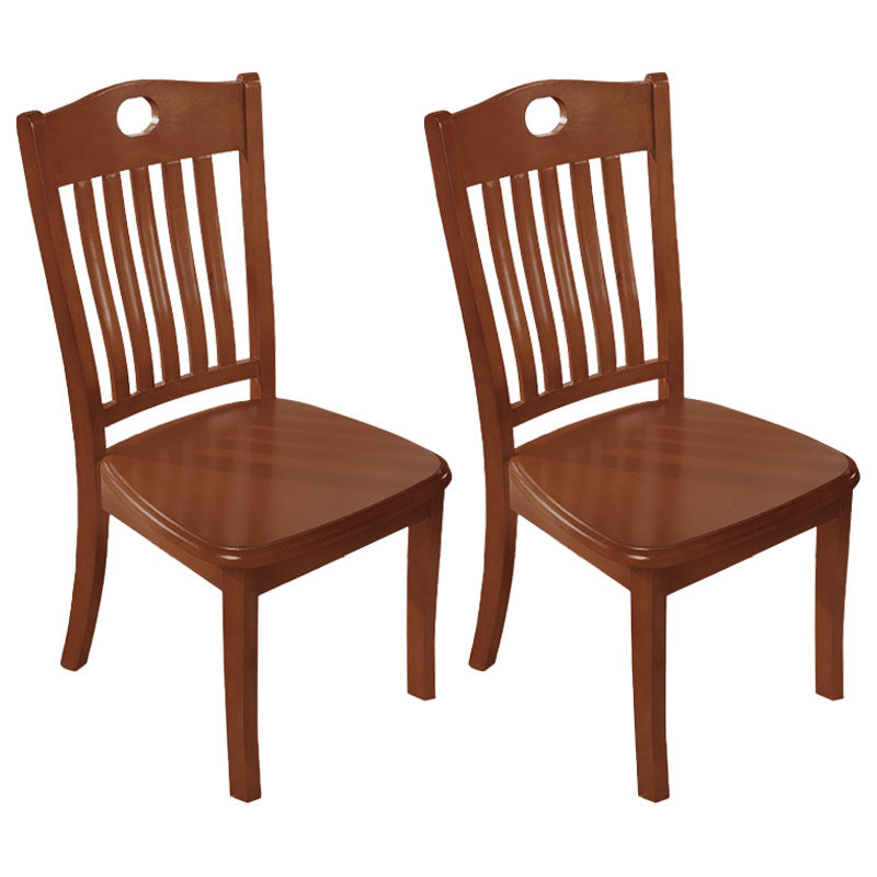 Modern Rubberwood Slat Back Chair Matte Finish Wood Dining Chair Walnut 2 Piece Set Clearhalo 'Dining Chairs' 'Dining Tables & Seating' 'dining_chair' 'furn' 'furn_dining_chair' 'Furniture' 'Kitchen & Dining Furniture' 5752421