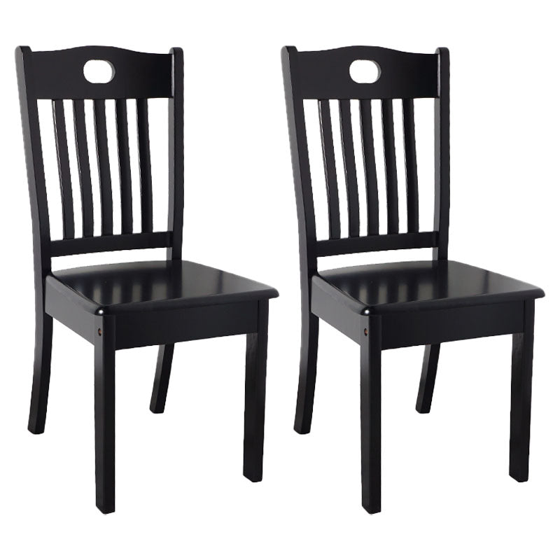 Modern Rubberwood Slat Back Chair Matte Finish Wood Dining Chair Black 2 Piece Set Clearhalo 'Dining Chairs' 'Dining Tables & Seating' 'dining_chair' 'furn' 'furn_dining_chair' 'Furniture' 'Kitchen & Dining Furniture' 5752423