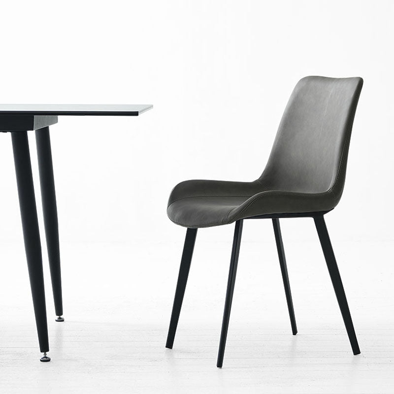 キッチンフェイクレザーダイニングチェア用の工業スタイルのソリッドバックチェア