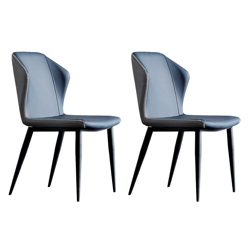 Industrial Style Faux Leather Chairs Wingback Parsons Chair for Home Blue 2 Piece Set Clearhalo 'Dining Chairs' 'Dining Tables & Seating' 'dining_chair' 'furn' 'furn_dining_chair' 'Furniture' 'Kitchen & Dining Furniture' 5752452