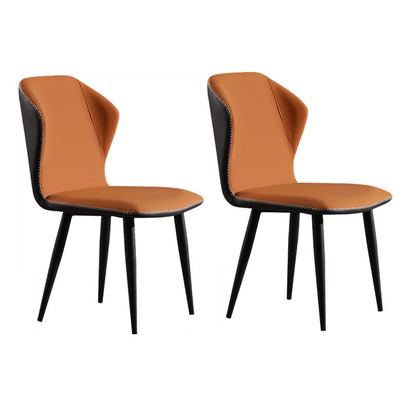 Industrial Style Faux Leather Chairs Wingback Parsons Chair for Home Orange 2 Piece Set Clearhalo 'Dining Chairs' 'Dining Tables & Seating' 'dining_chair' 'furn' 'furn_dining_chair' 'Furniture' 'Kitchen & Dining Furniture' 5752453