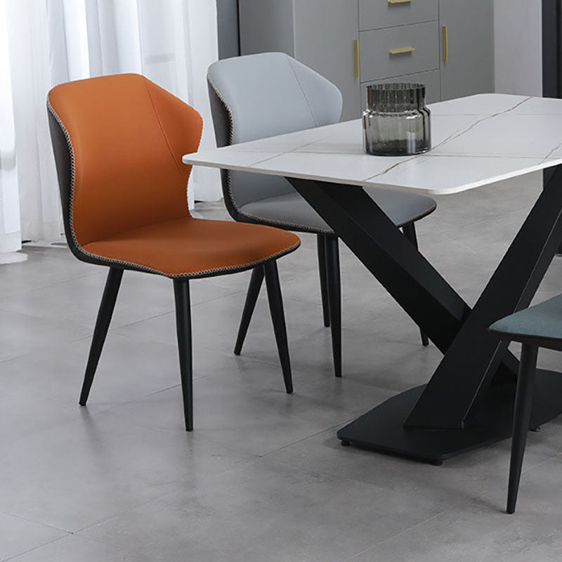 Industrial Style Faux Leather Chairs Wingback Parsons Chair for Home Clearhalo 'Dining Chairs' 'Dining Tables & Seating' 'dining_chair' 'furn' 'furn_dining_chair' 'Furniture' 'Kitchen & Dining Furniture' 5752454