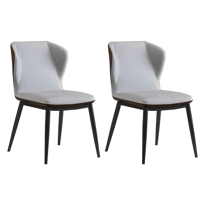 Industrial Style Faux Leather Chairs Wingback Parsons Chair for Home Grey 2 Piece Set Clearhalo 'Dining Chairs' 'Dining Tables & Seating' 'dining_chair' 'furn' 'furn_dining_chair' 'Furniture' 'Kitchen & Dining Furniture' 5752455