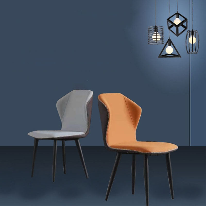 Industrial Style Faux Leather Chairs Wingback Parsons Chair for Home Clearhalo 'Dining Chairs' 'Dining Tables & Seating' 'dining_chair' 'furn' 'furn_dining_chair' 'Furniture' 'Kitchen & Dining Furniture' 5752463