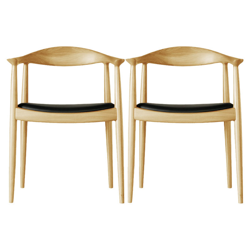 Modern Ash Open Arm Chair Matte Finish Faux Leather Dining Chair