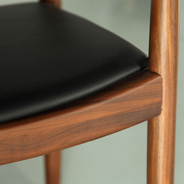 Modern Ash Open Arm Chair Matte Finish Faux Leather Dining Chair