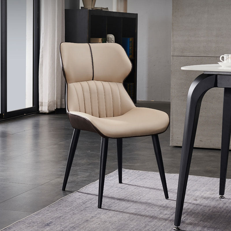 Industrial Wingback Parsons Chair for Kitchen Faux Leather Dining Chairs Clearhalo 'Dining Chairs' 'Dining Tables & Seating' 'dining_chair' 'furn' 'furn_dining_chair' 'Furniture' 'Kitchen & Dining Furniture' 5752548