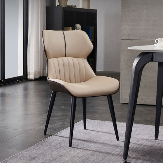 Industrial Wingback Parsons Chair for Kitchen Faux Leather Dining Chairs Clearhalo 'Dining Chairs' 'Dining Tables & Seating' 'dining_chair' 'furn' 'furn_dining_chair' 'Furniture' 'Kitchen & Dining Furniture' 5752548