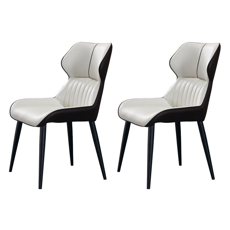 Industrial Wingback Parsons Chair for Kitchen Faux Leather Dining Chairs White 2 Piece Set Clearhalo 'Dining Chairs' 'Dining Tables & Seating' 'dining_chair' 'furn' 'furn_dining_chair' 'Furniture' 'Kitchen & Dining Furniture' 5752549