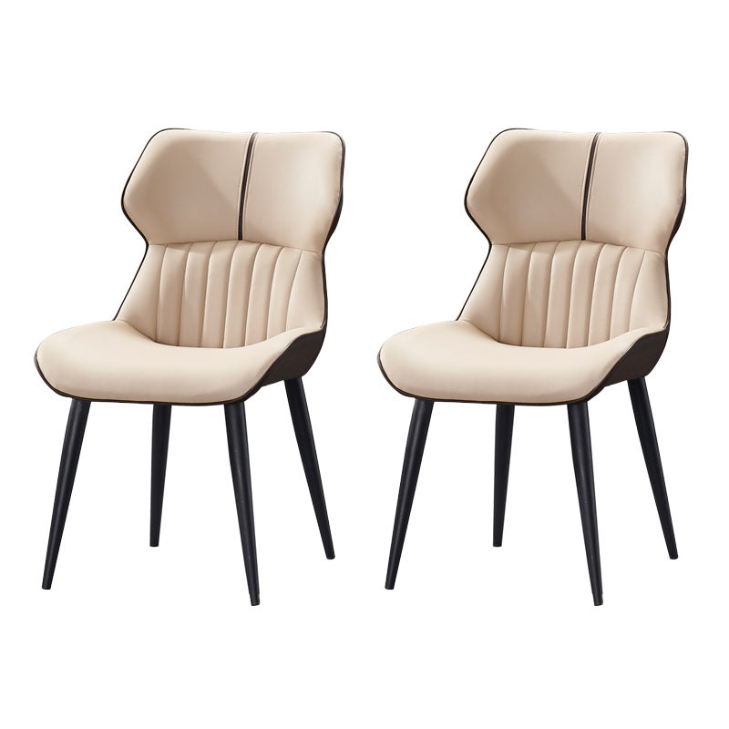 Industrial Wingback Parsons Chair for Kitchen Faux Leather Dining Chairs Yellow 2 Piece Set Clearhalo 'Dining Chairs' 'Dining Tables & Seating' 'dining_chair' 'furn' 'furn_dining_chair' 'Furniture' 'Kitchen & Dining Furniture' 5752550