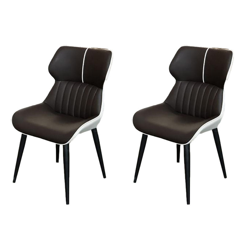 Industrial Wingback Parsons Chair for Kitchen Faux Leather Dining Chairs White-Brown 2 Piece Set Clearhalo 'Dining Chairs' 'Dining Tables & Seating' 'dining_chair' 'furn' 'furn_dining_chair' 'Furniture' 'Kitchen & Dining Furniture' 5752552