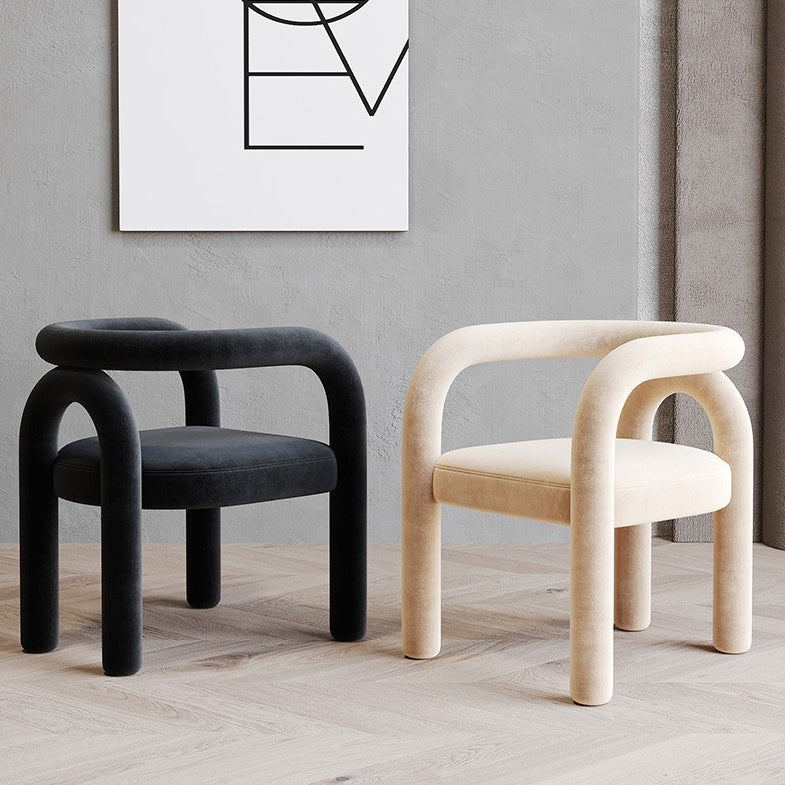 Offener Esszimmerstuhl mit mattem Finish, Designer-Stil, Wohnzimmer-Sessel aus Samt