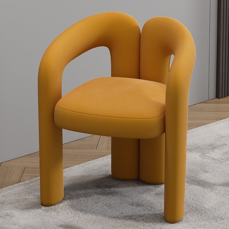Matte Finish Open Dining Chair Designer Style Home Velvet Arm Chair Orange 1 Piece Clearhalo 'Dining Chairs' 'Dining Tables & Seating' 'dining_chair' 'furn' 'furn_dining_chair' 'Furniture' 'Kitchen & Dining Furniture' 5752616