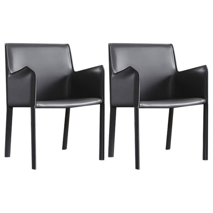 Matte Finish Solid Back Chair Designer Style Home Leather Arm Chair Grey 2 Piece Set Clearhalo 'Dining Chairs' 'Dining Tables & Seating' 'dining_chair' 'furn' 'furn_dining_chair' 'Furniture' 'Kitchen & Dining Furniture' 5752641