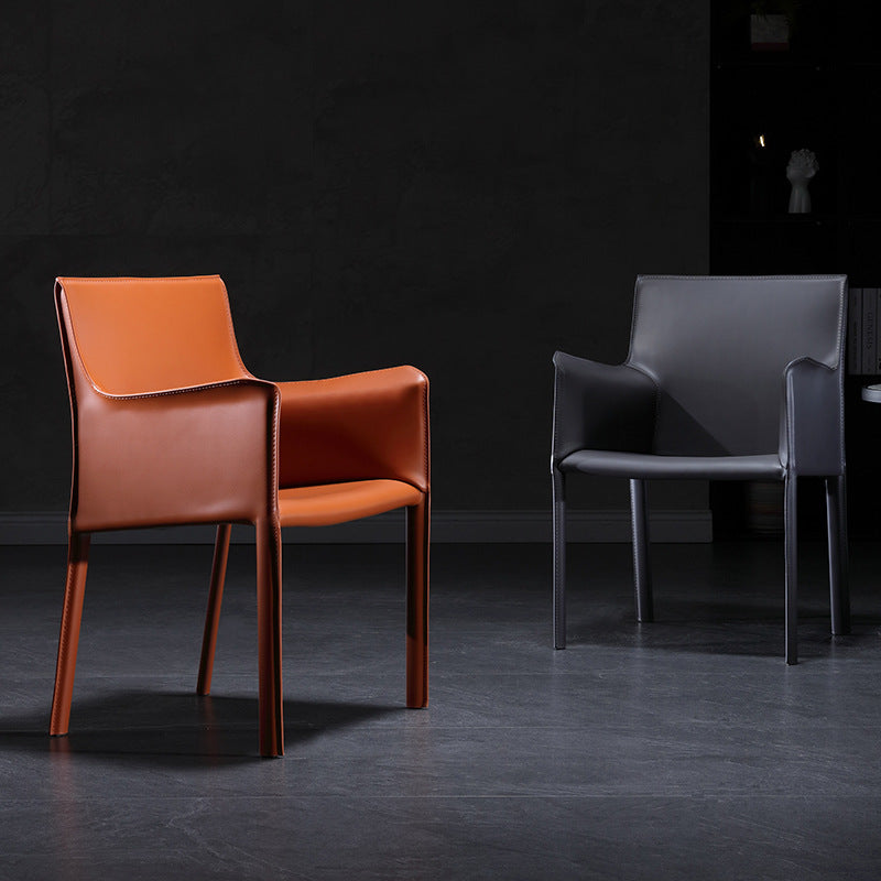 Matte Finish Solid Back Chair Designer Style Home Leather Arm Chair Clearhalo 'Dining Chairs' 'Dining Tables & Seating' 'dining_chair' 'furn' 'furn_dining_chair' 'Furniture' 'Kitchen & Dining Furniture' 5752643