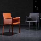 Matte Finish Solid Back Chair Designer Style Home Leather Arm Chair Clearhalo 'Dining Chairs' 'Dining Tables & Seating' 'dining_chair' 'furn' 'furn_dining_chair' 'Furniture' 'Kitchen & Dining Furniture' 5752643