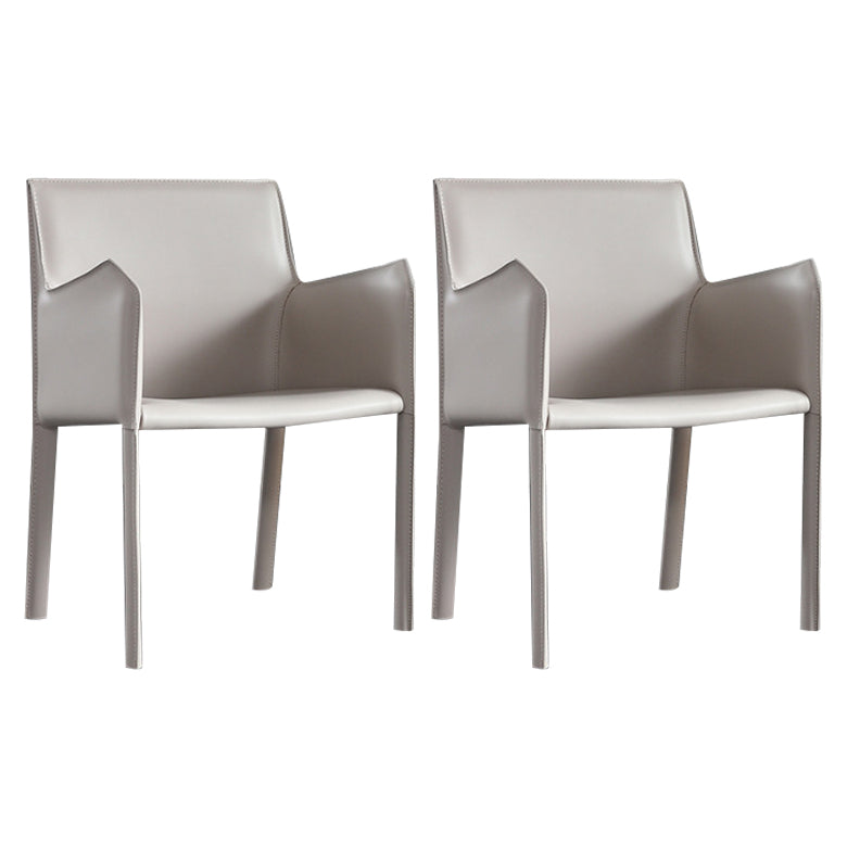 Matte Finish Solid Back Chair Designer Style Home Leather Arm Chair Off-White 2 Piece Set Clearhalo 'Dining Chairs' 'Dining Tables & Seating' 'dining_chair' 'furn' 'furn_dining_chair' 'Furniture' 'Kitchen & Dining Furniture' 5752644