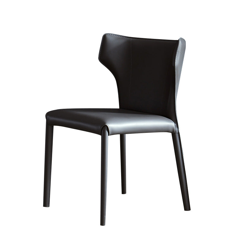 マット仕上げウィングバックダイニングチェアデザイナースタイルのミーティングルームレザーサイドチェア
