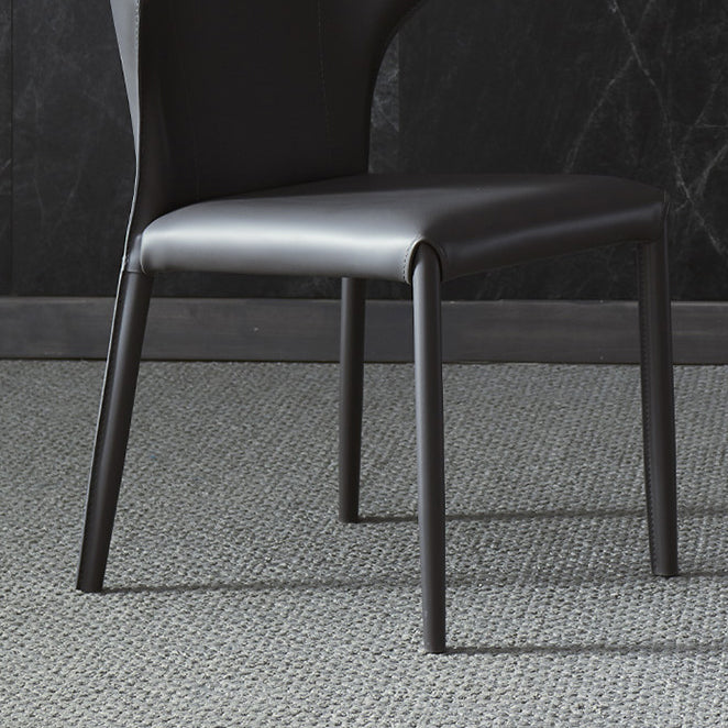 マット仕上げウィングバックダイニングチェアデザイナースタイルのミーティングルームレザーサイドチェア