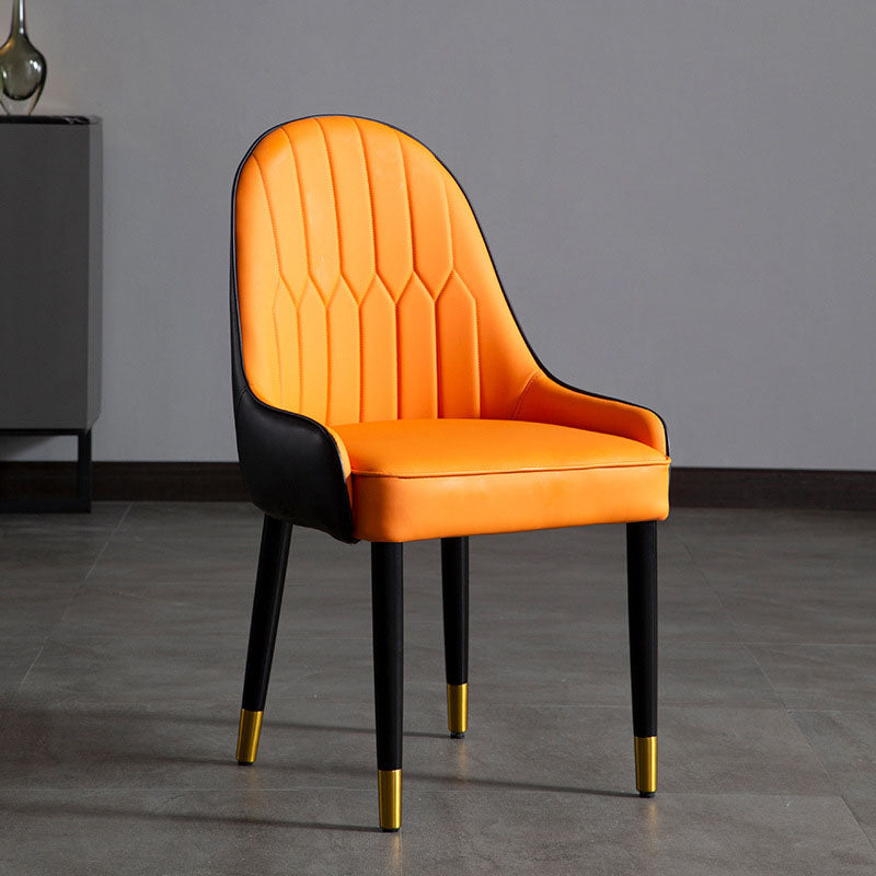 Scandinavian Upholstered Dining Chairs Arm Solid Back Dining Side Chair Orange 1 Piece Clearhalo 'Dining Chairs' 'Dining Tables & Seating' 'dining_chair' 'furn' 'furn_dining_chair' 'Furniture' 'Kitchen & Dining Furniture' 5752787