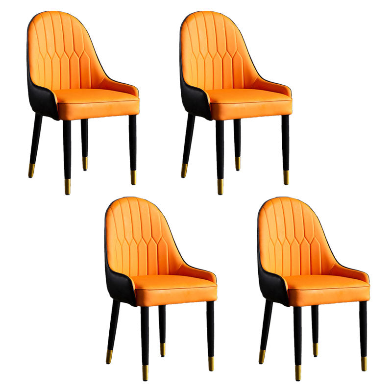 Scandinavian Upholstered Dining Chairs Arm Solid Back Dining Side Chair Orange 4 Piece Set Clearhalo 'Dining Chairs' 'Dining Tables & Seating' 'dining_chair' 'furn' 'furn_dining_chair' 'Furniture' 'Kitchen & Dining Furniture' 5752791